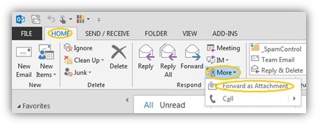 How do I forward an Email as an attachment in outlook?