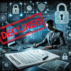 An image depicting why over 40% of Cyber liability insurance claims denied in 2024