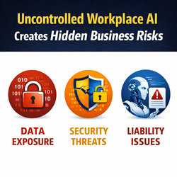 An image depicting uncontrolled AI in the small business workplace